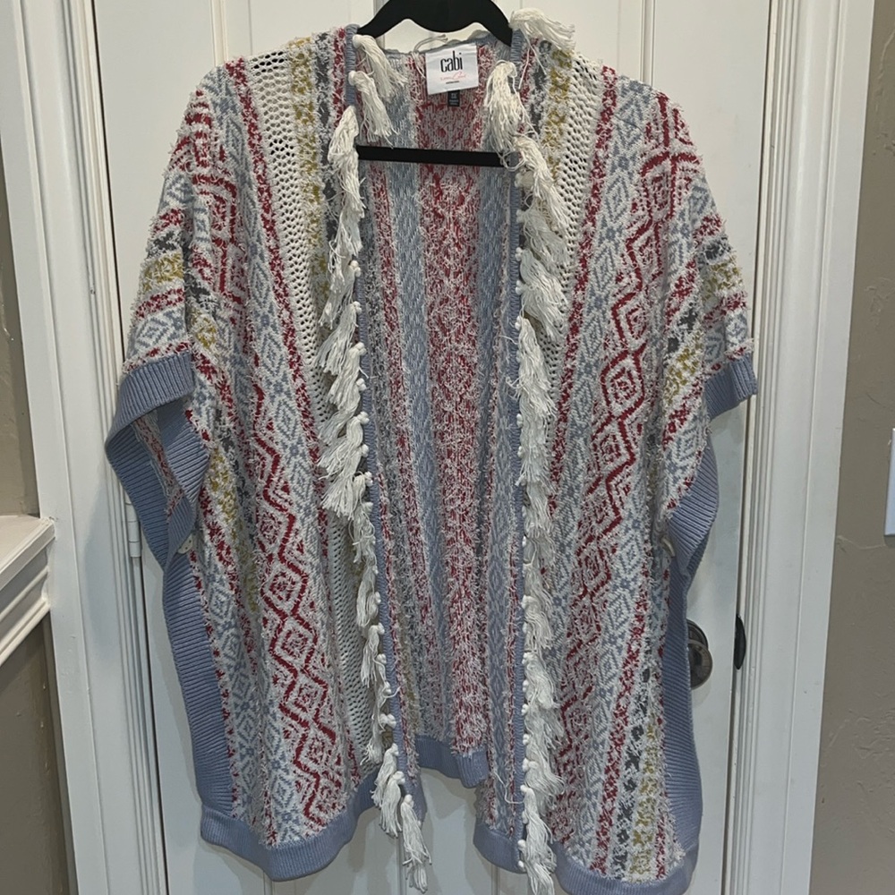 Cabi Siesta Southwest Fringe Trim Cape/Poncho